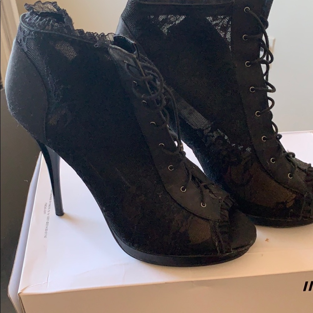 Black lace booties